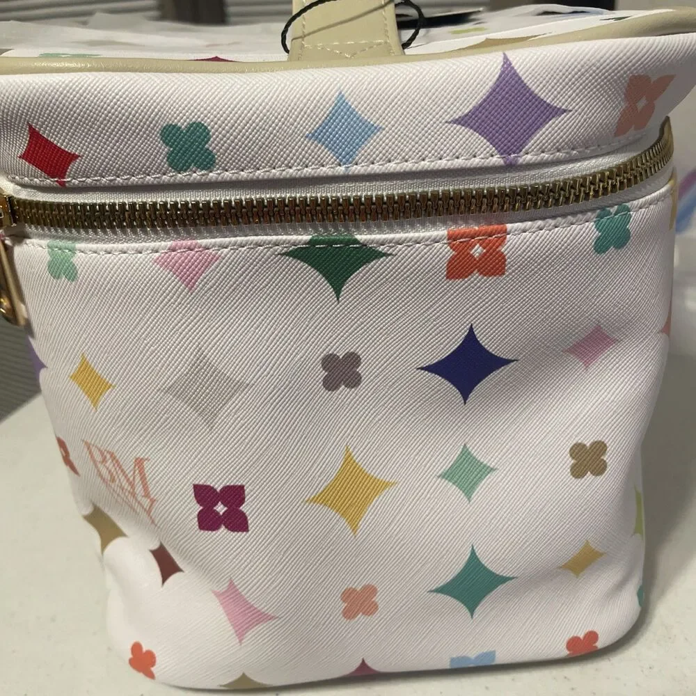 Badgley Mischka Print Vinyl Cosmetic Train / Travel Case / Bag